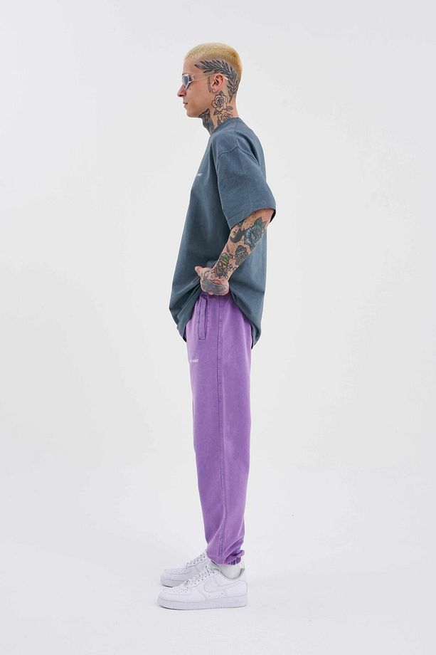 Erkek Luxury Basic Yıkamalı Jogger Eşofman Altı New Purple - 5