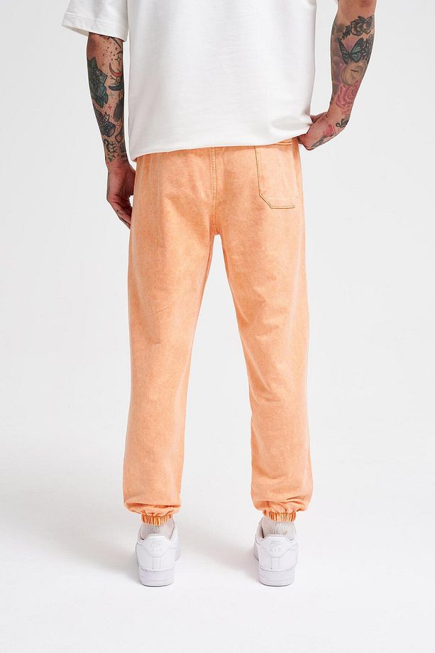 Erkek Luxury Basic Yıkamalı Jogger Eşofman Altı Orange Spotted - 5