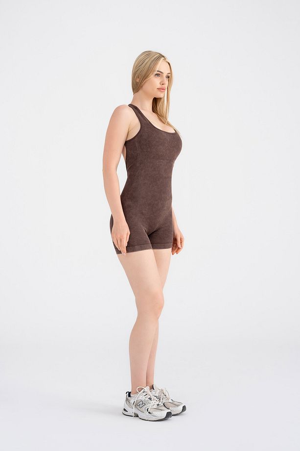 Asit Push-up detaylı spor şort tulum - 3