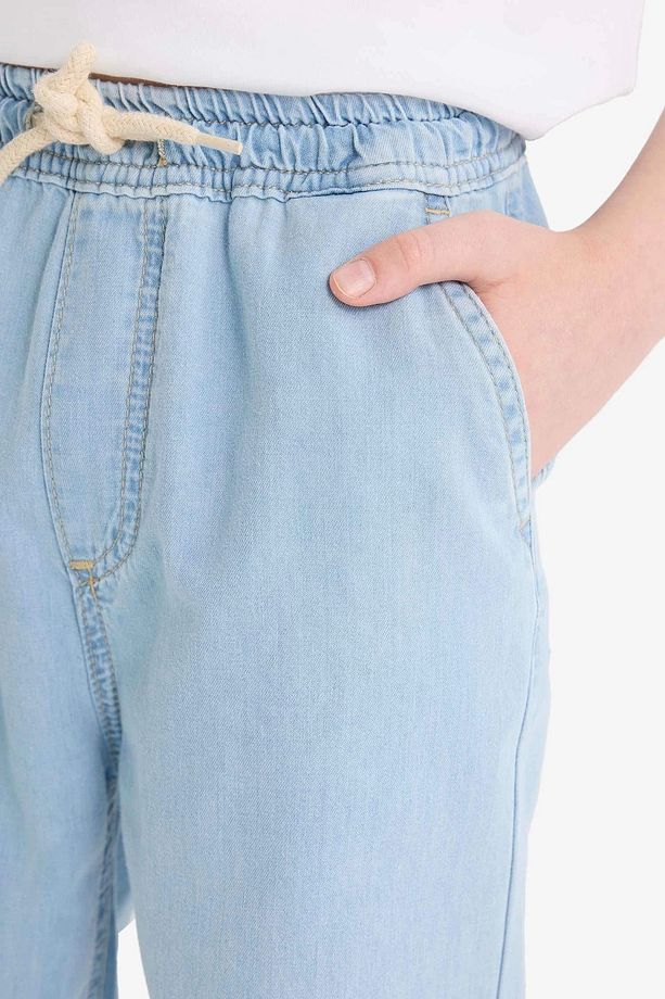 F6899 Mavi Erkek Çocuk Esnek Belli Düz Paça Jean Pantolon - 5