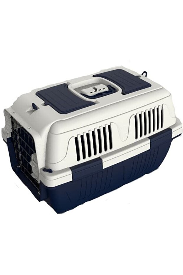 Dog & Cat Carrier Box Closed Top Dark Blue L63Cms X W41Cms X H40 Cms