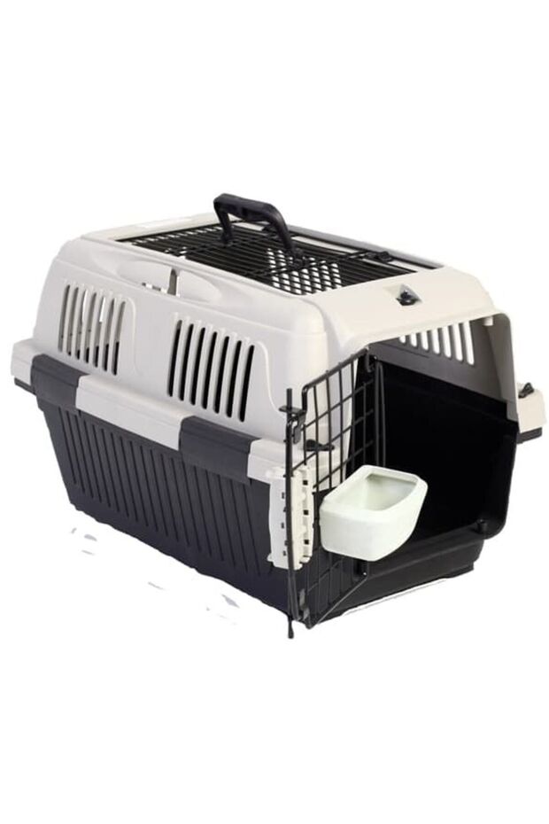 Dog & Cat Carrier Open Grill Top Dark Grey Box L50CmsX W33Cms X H29 Cms