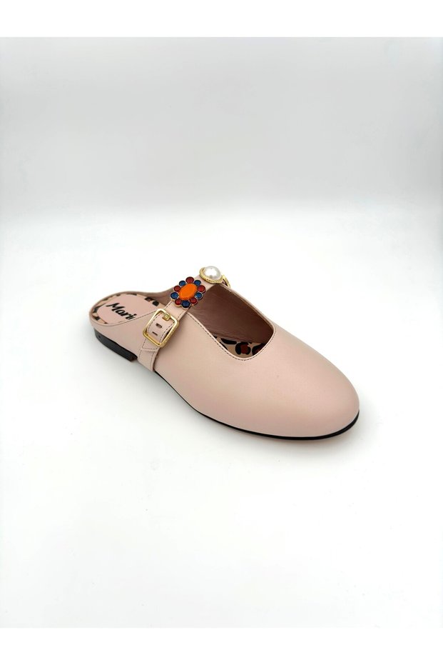 Women's Daily Stone Accessory Slippers (Leopard) Genuine Powder Leather
