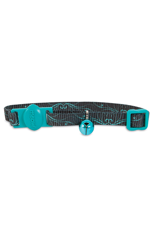 FASHION CAT COLLAR 8-12in SWIRLS BLACK TEAL