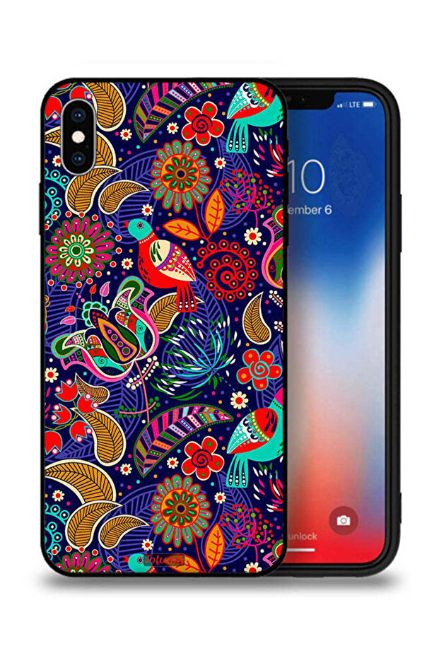 غطاء حماية لجهاز Apple iPhone XS Max بنقشة طيور وزهور