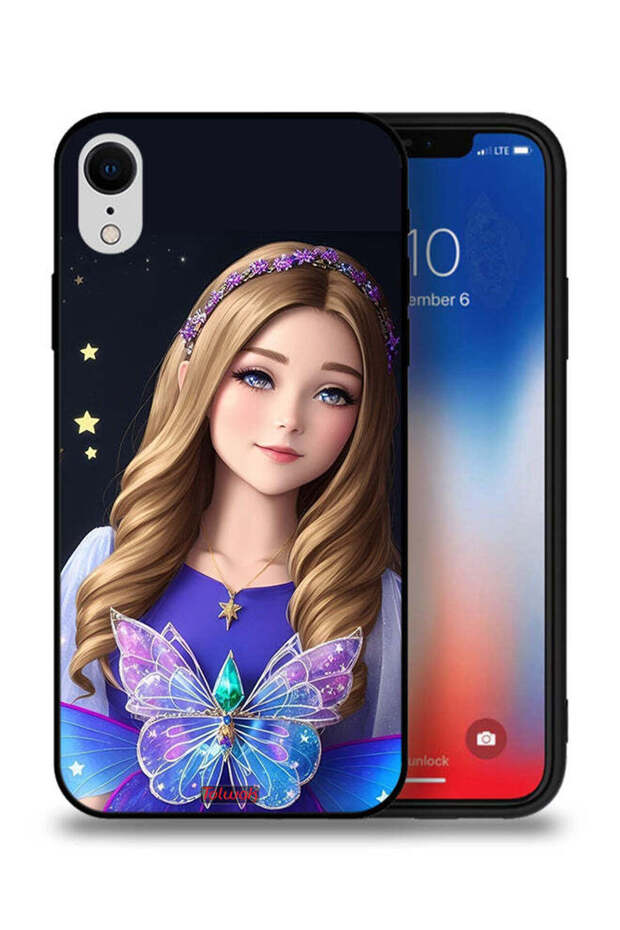 جراب حماية لهاتف Apple iPhone XR بتصميم فتاة فراشة لطيفة