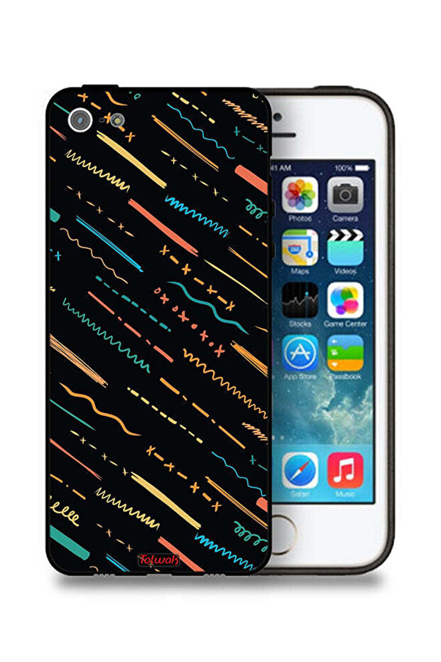جراب حماية لجهاز Apple iPhone 5/5s/SE بنمط خطوط تجريدية X