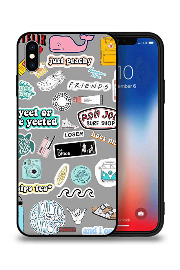 جراب حماية لجهاز Apple iPhone XS Max بملصقات Good Vibes