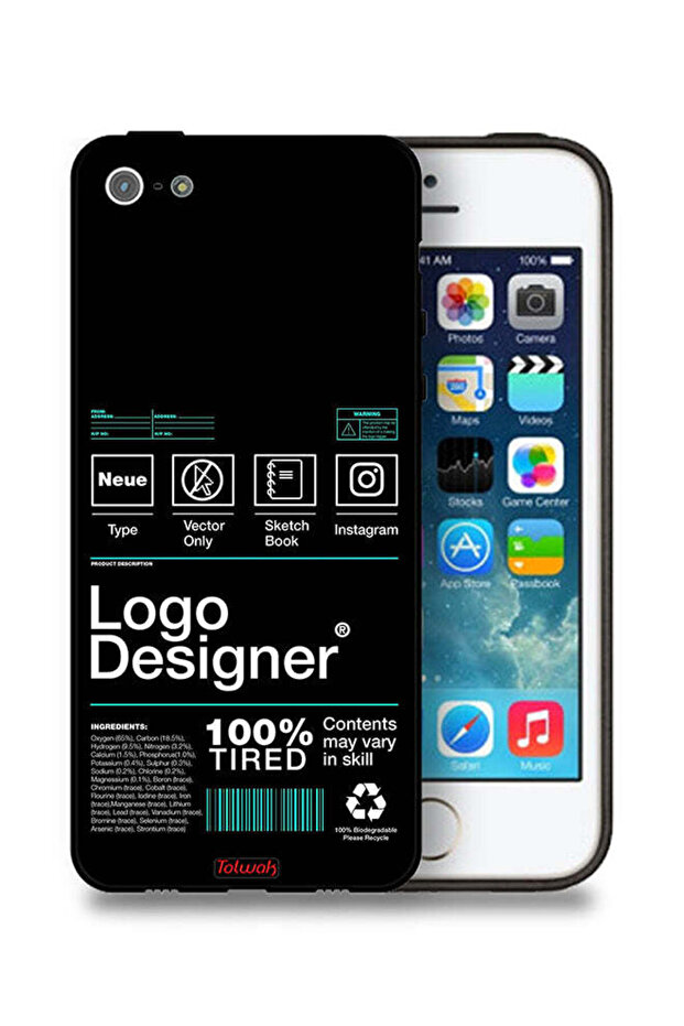 غطاء حماية لجهاز Apple iPhone 5/5s/SE مع ملصق مصمم بشعار