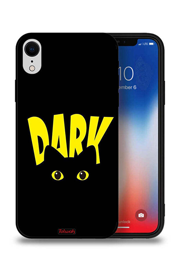 جراب حماية لجهاز Apple iPhone XR بتصميم قطة داكنة