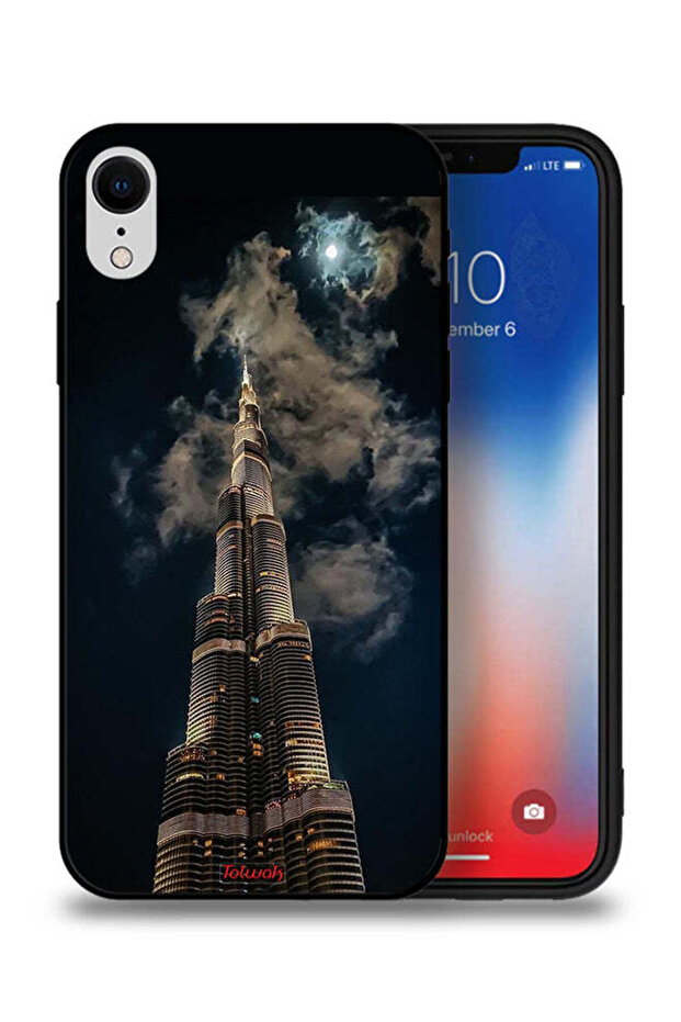 غطاء حماية لجهاز Apple iPhone XR برج خليفة في الليل
