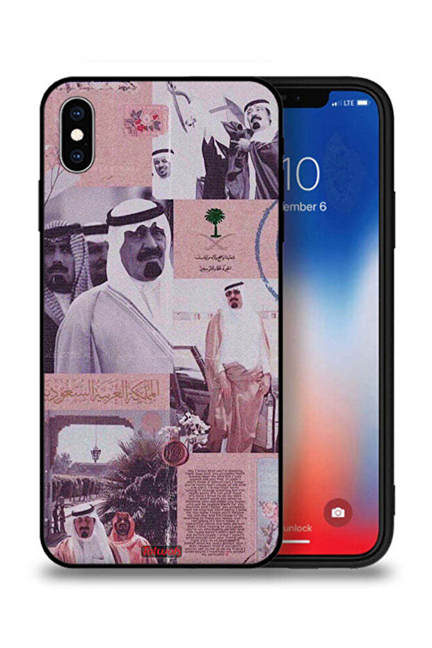 غطاء حماية لجهاز آيفون XS ماكس من آبل، ملصق الملك عبدالله العتيق
