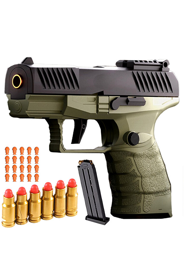 Toy Gun Self-Loading with 20 Soft Bullets Realistic Empty Case Ejection BlowBack - 1