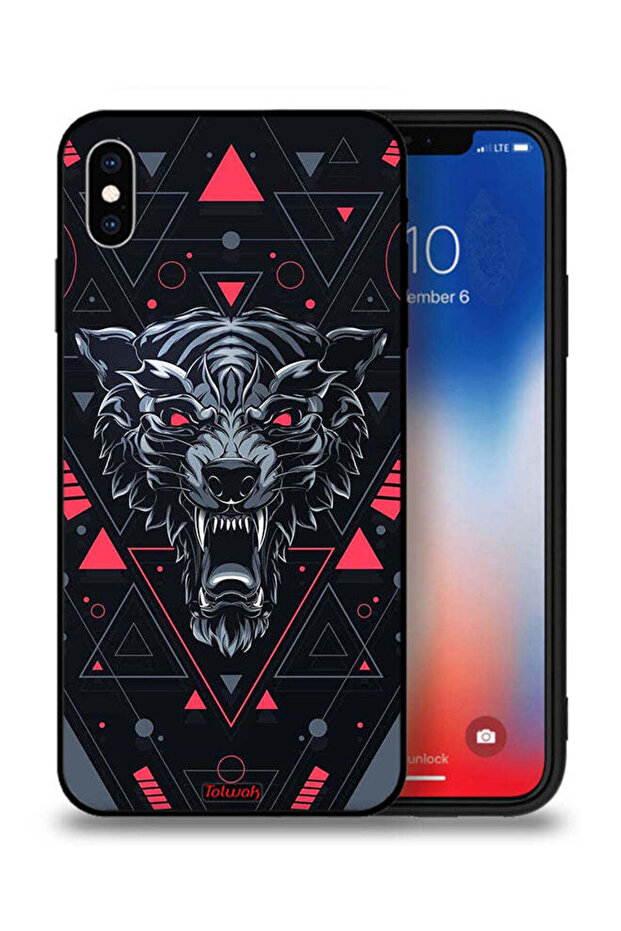 غطاء حماية لجهاز Apple iPhone XS Max بتصميم الذئب المتمايل