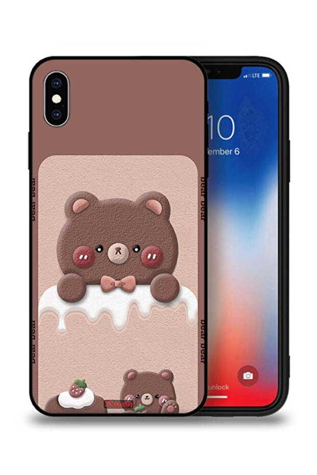 غطاء حماية من أبل لأيفون XS ماكس بتصميم دب الفراولة
