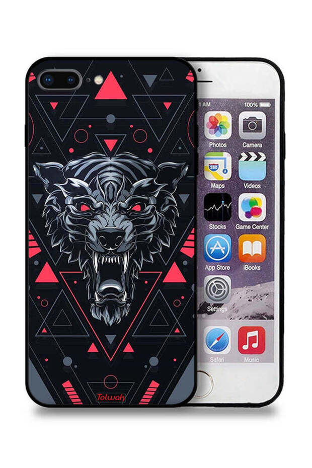 غطاء حماية لجهاز Apple iPhone 8 Plus بتصميم الذئب المتحرك - 1