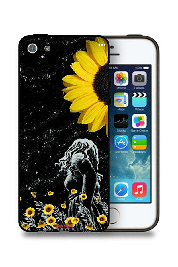 غطاء حماية لجهاز Apple iPhone 5/5s/SE برسومات فتاة تنظر إلى القمر