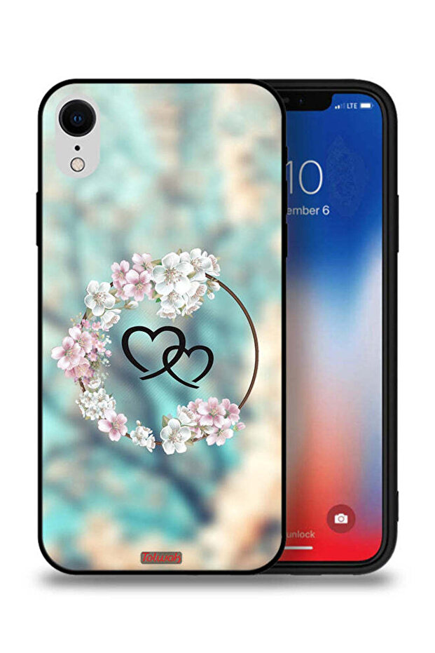 غطاء حماية لهاتف Apple iPhone XR برسومات قلوب في حلقات فنية
