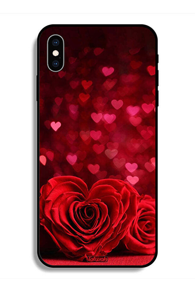 جراب واقٍ لهاتف Apple iPhone X بتصميم زهور على شكل قلب وفن تجريدي