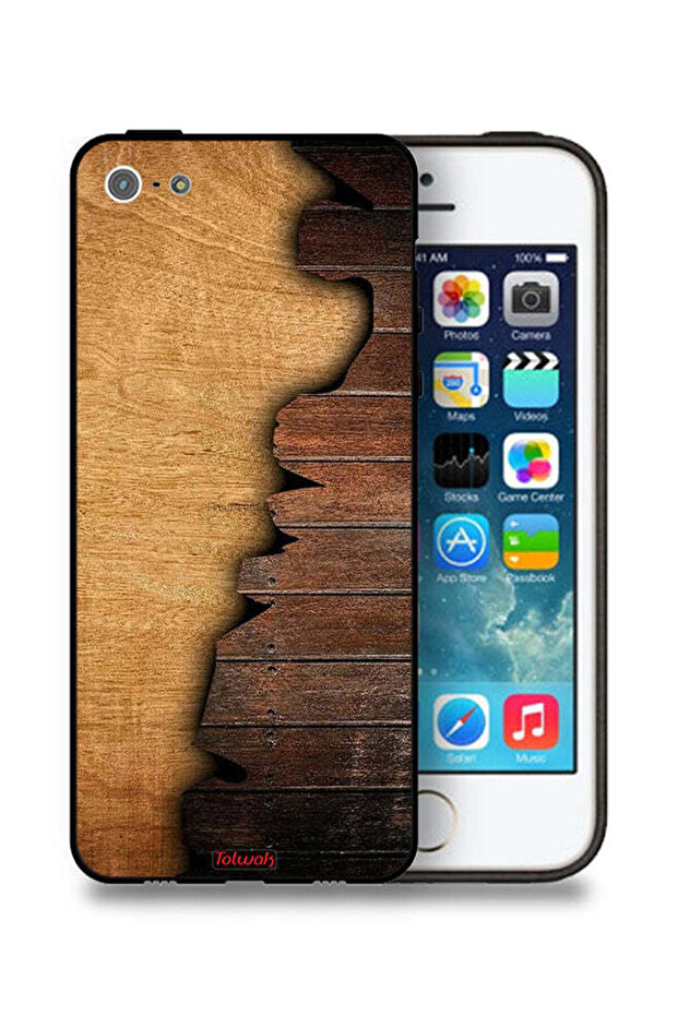 غطاء حماية لجهاز Apple iPhone 5/5s/SE بنمط خشبي عتيق