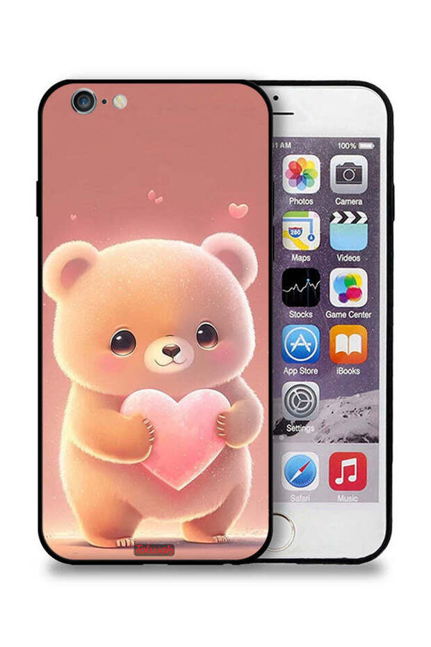 جراب حماية لجهاز Apple iPhone 6 Plus/6s Plus بطبعة باندا صغيرة لطيفة تحمل قلبًا