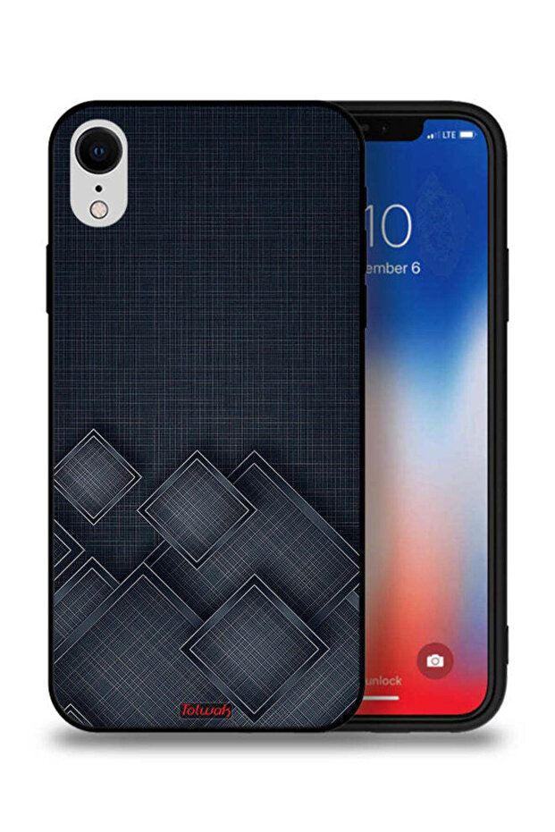 غطاء حماية لجهاز Apple iPhone XR بنقشة مربعات على القماش