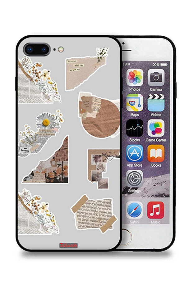 غطاء حماية لجهاز Apple iPhone 7 Plus مصنوع من قطع من الملصقات الورقية