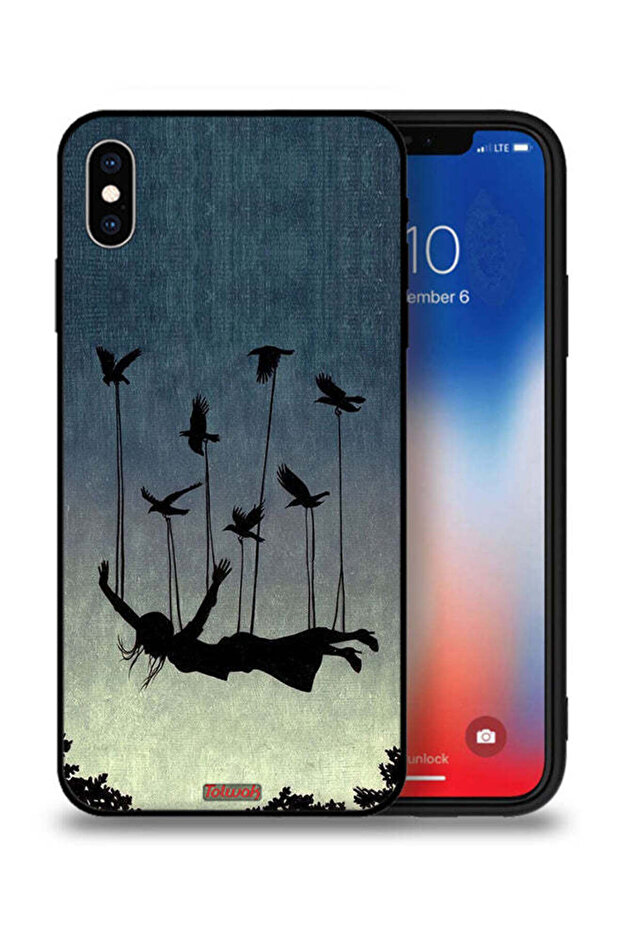 غطاء حماية لجهاز Apple iPhone XS Max - طيور تحمل فتاة ساقطة