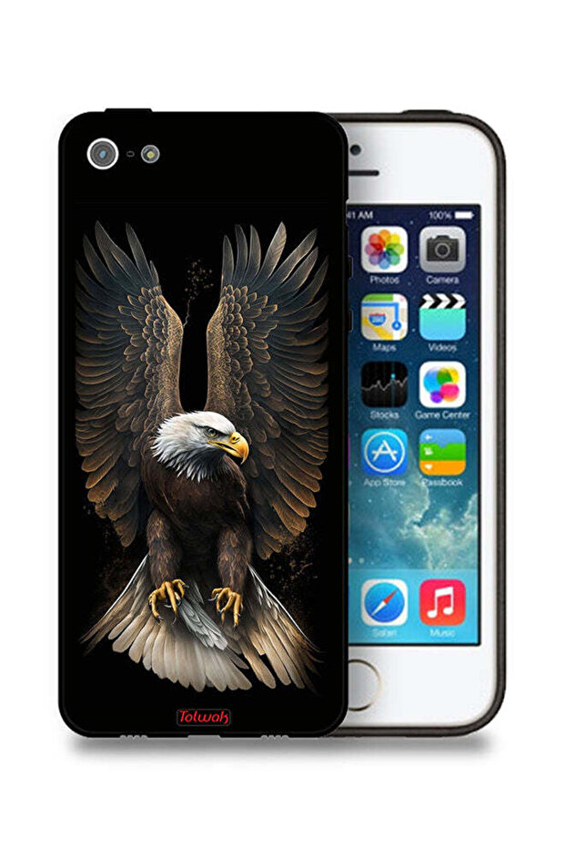 غطاء حماية لجهاز Apple iPhone 5/5s/SE بتصميم أجنحة نسر منتشرة