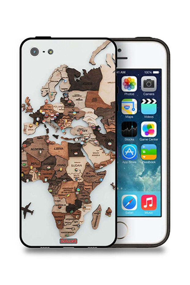 جراب حماية لجهاز Apple iPhone 5/5s/SE بتصميم خريطة العالم - 1