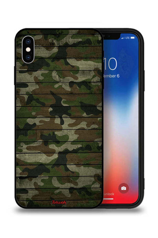 غطاء حماية لجهاز Apple iPhone XS Max بنمط خشبي مموه
