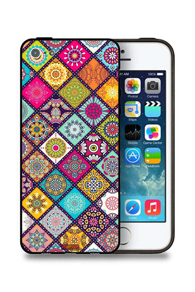 غطاء حماية لجهاز Apple iPhone 5/5s/SE بنقشة مربعات ماندالا