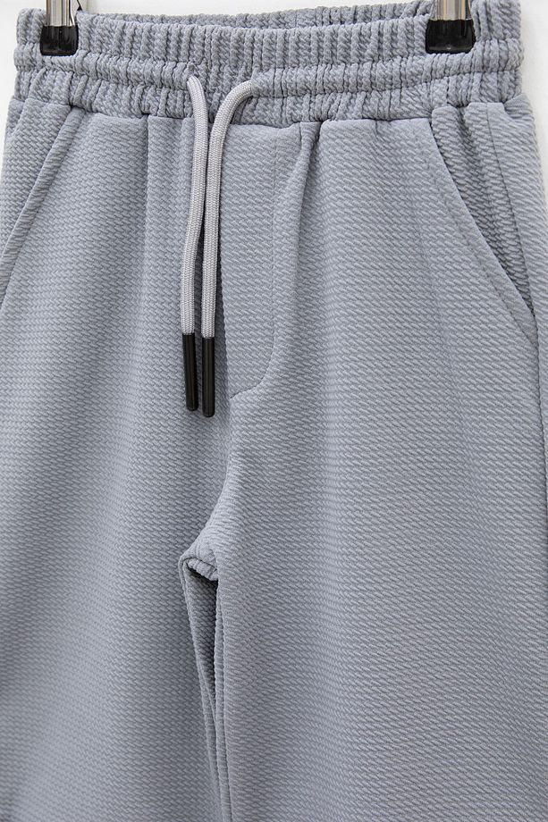 Gri Beli Lastikli Ponpon Kumaş Basic Erkek Çocuk Şort 21168 - 2