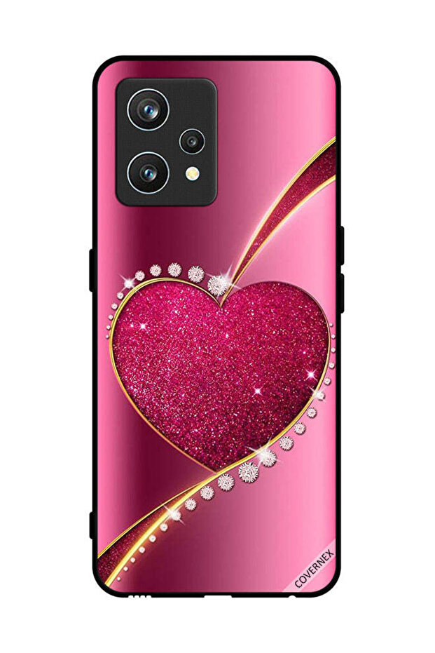 غطاء حماية لهاتف Realme 9 Pro Plus بتصميم قلب لامع من الألماس