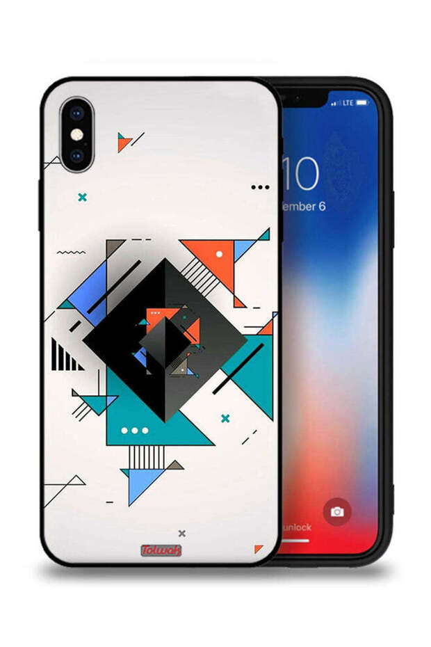 غطاء حماية لجهاز Apple iPhone XS Max بأشكال مربعة ومثلثة ونمط تجريدي