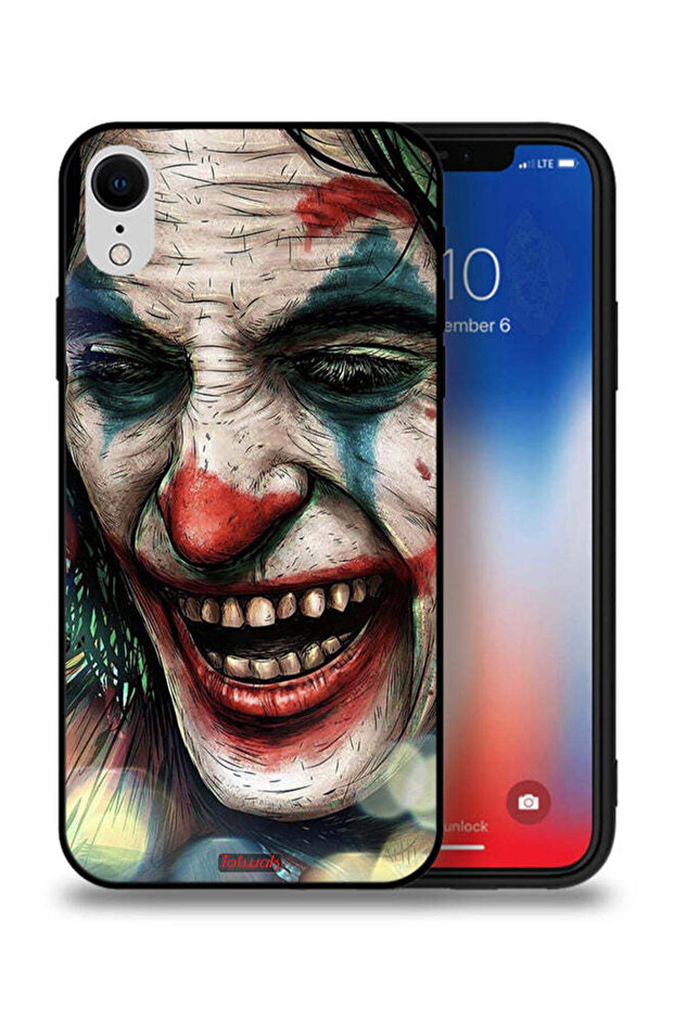 جراب حماية لجهاز Apple iPhone XR بتصميم وجه الجوكر الضاحك