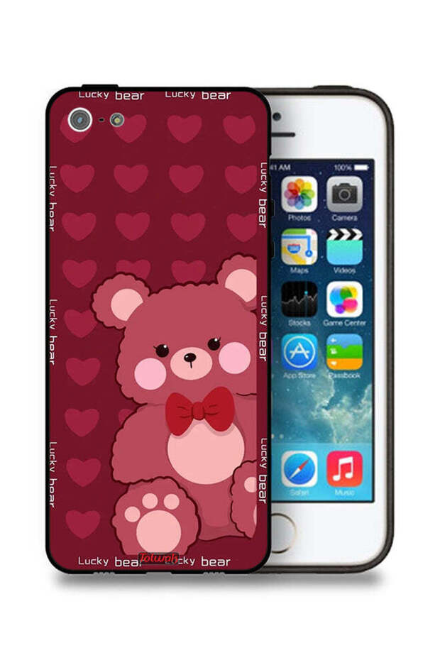 غطاء حماية لجهاز Apple iPhone 5/5s/SE بتصميم الدب المحظوظ
