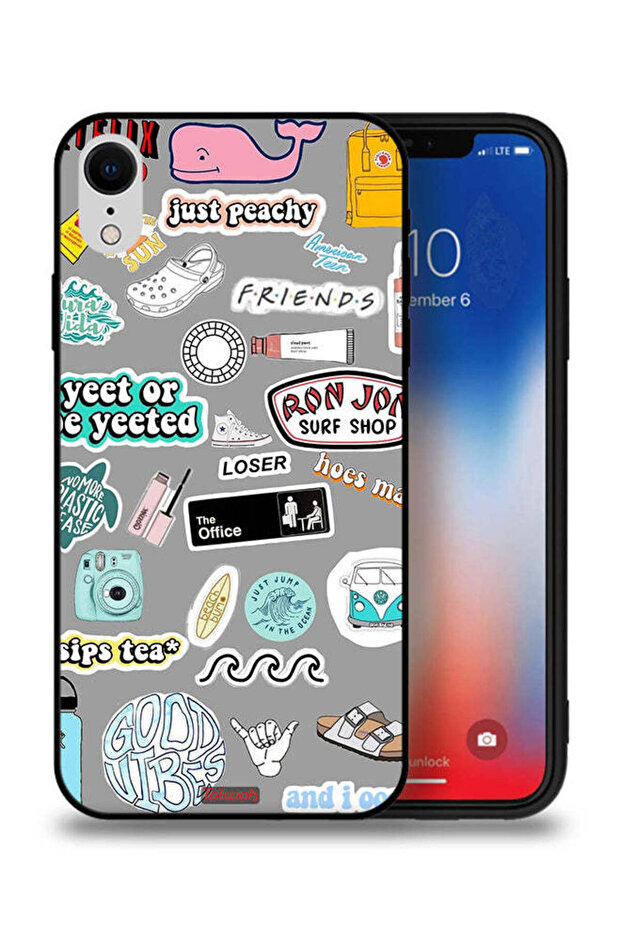 جراب حماية لجهاز Apple iPhone XR بملصقات Good Vibes