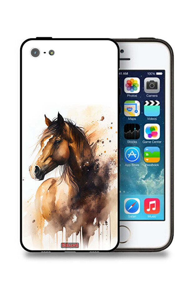 غطاء حماية لجهاز Apple iPhone 5/5s/SE بتصميم حصان تجريدي