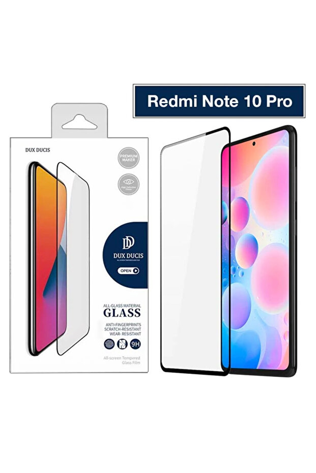 واقي شاشة زجاجي 9D كامل التغطية 9H مقاوم للكسر - متوافق مع Redmi Note 10 Pro/K40 Pro