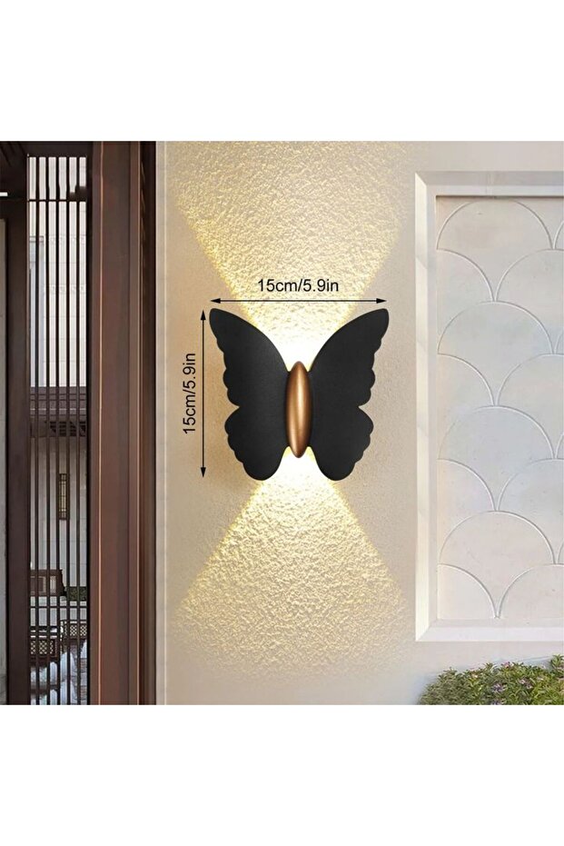 2 Adet Elektrikle Çalışır, 6 Watt Günışığı Ledli Kelebek Duvar Aplik İç ve Dış Mekan IP65 Aplik - 7