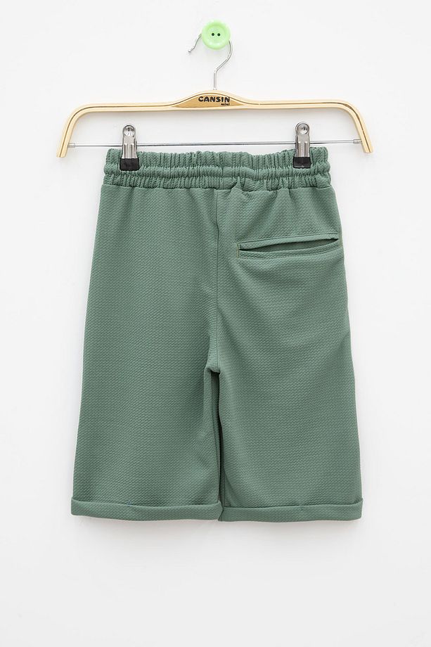 Yeşil Beli Lastikli Ponpon Kumaş Basic Erkek Çocuk Şort 21167 - 3