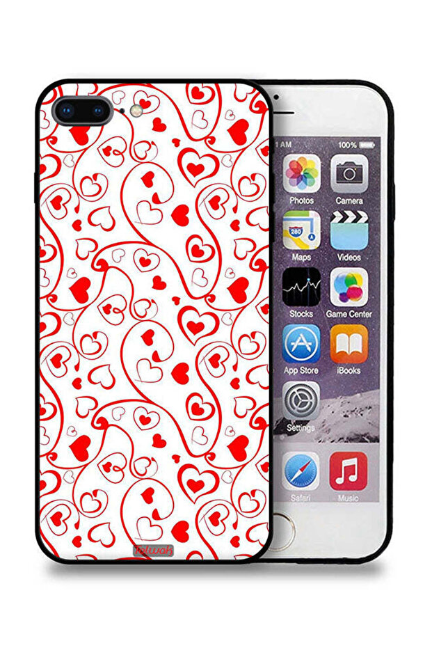 جراب حماية لهاتف Apple iPhone 8 Plus بنقشة قلوب - 1