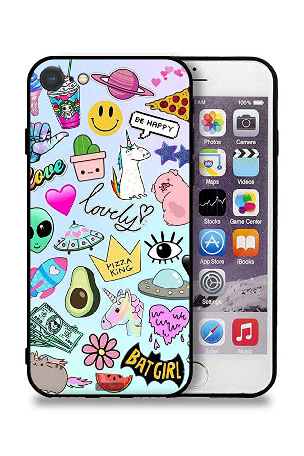 جراب حماية لجهاز Apple iPhone 8 بملصقات جميلة
