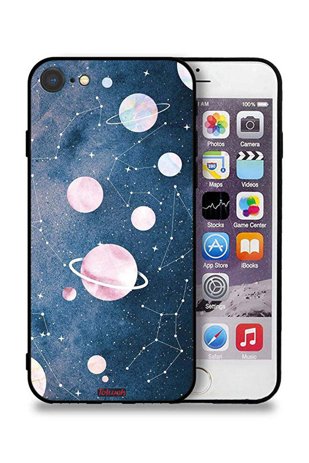غطاء حماية لجهاز Apple iPhone 8 برسومات فنية فضائية