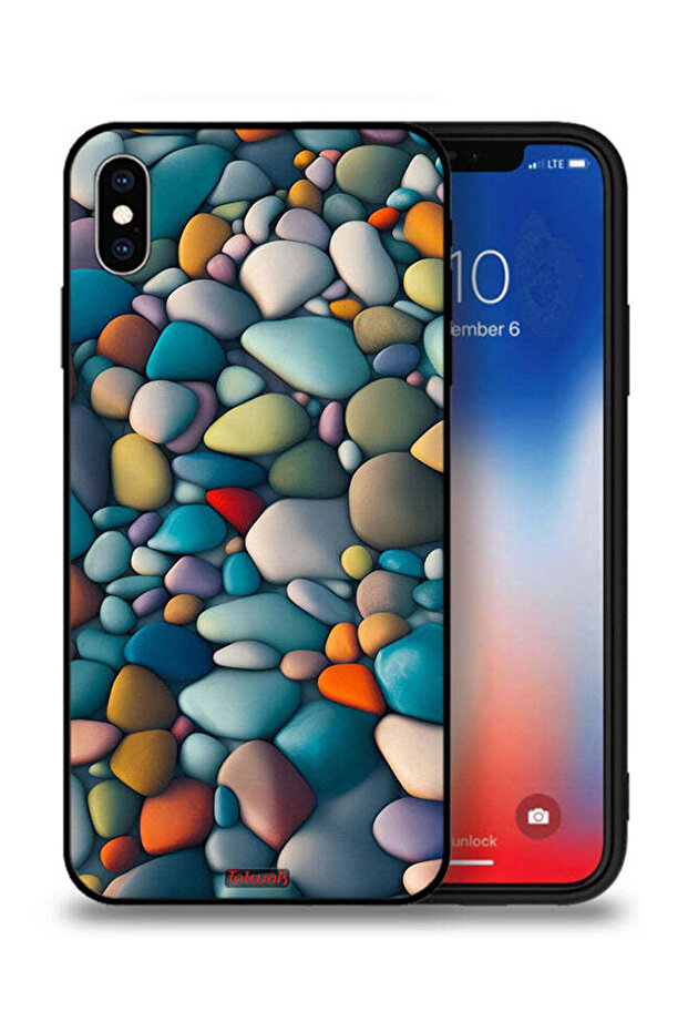 غطاء حماية لجهاز Apple iPhone XS Max بنمط تجريدي من الأحجار