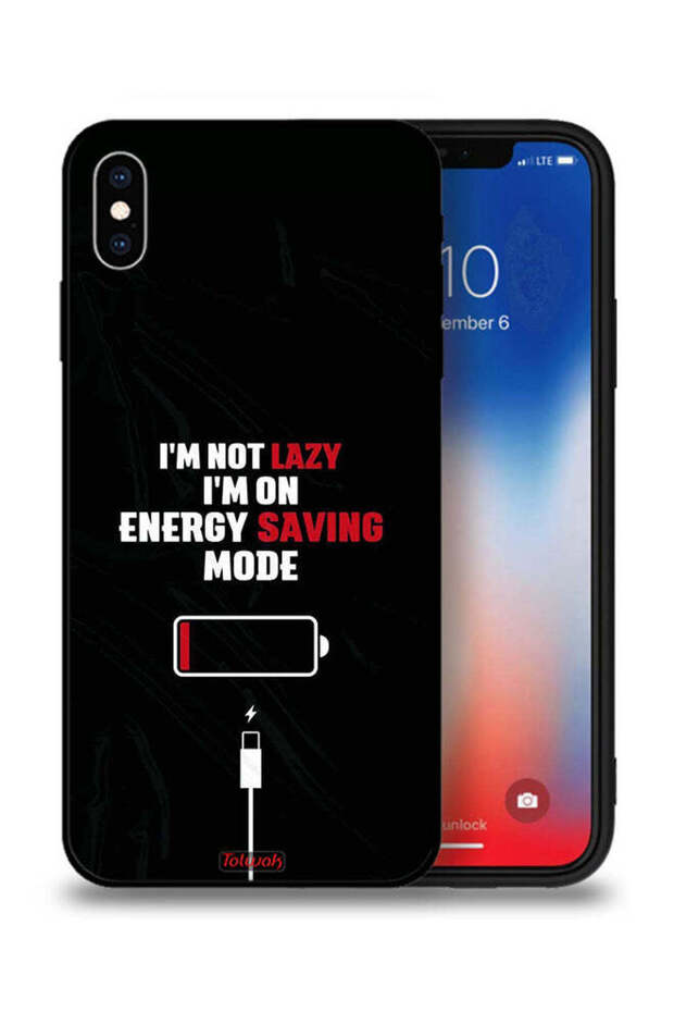 جراب حماية لجهاز Apple iPhone XS Max - أنا لست كسولاً، أنا في وضع توفير الطاقة