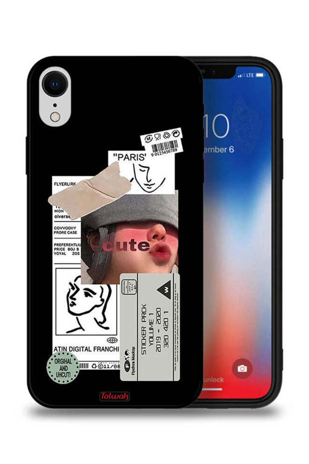 جراب حماية لجهاز Apple iPhone XR بملصق لطيف