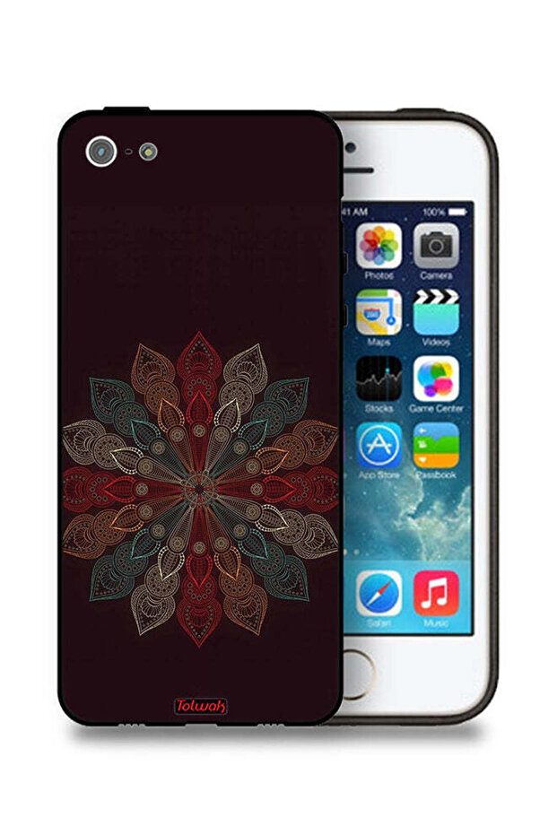 غطاء حماية لجهاز Apple iPhone 5/5s/SE بنقشة زهرة ماندالا