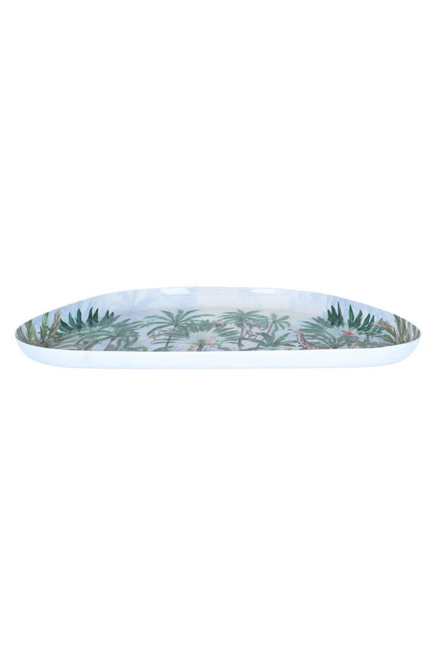 Porcelain Serving Plate Alsaif Gallery, 31.5×22.5×1 cm, Semi-circle Pattern - White